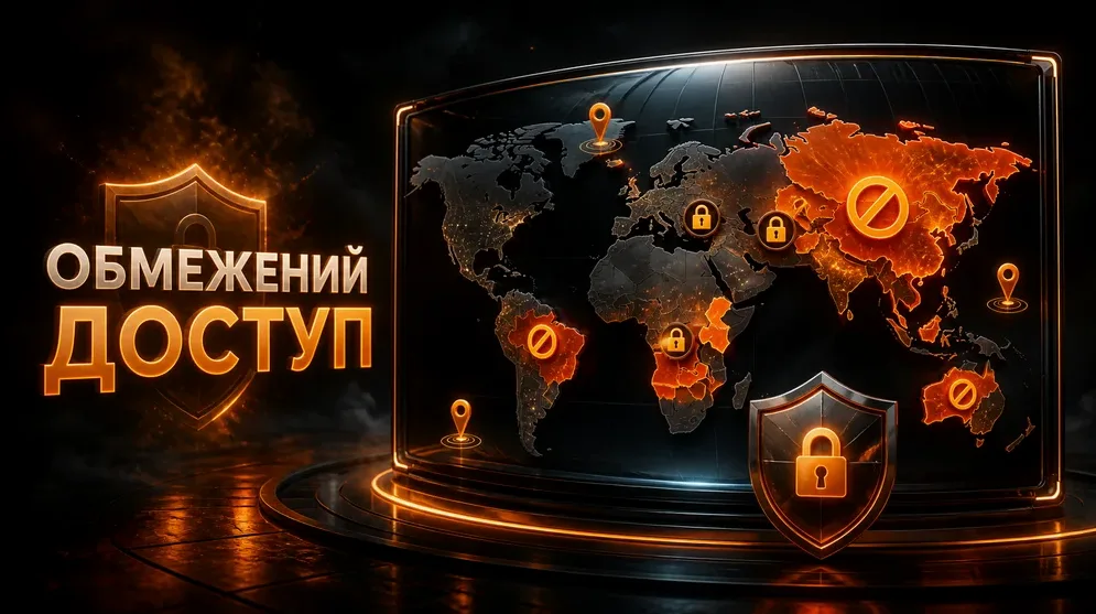 Карта світу з підсвіченими країнами обмеження