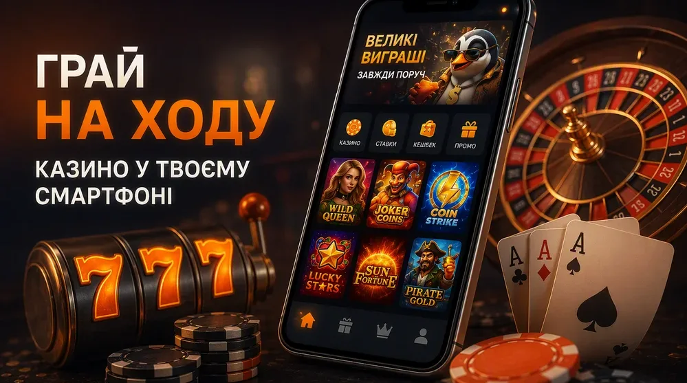 Смартфон з відкритим сайтом казино у браузері